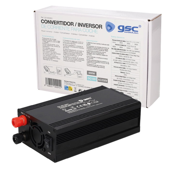 GSC Evolution Convertisseur / onduleur de courant 12V à 230V 600W