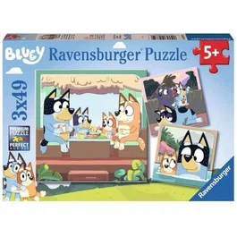 Ravensburger - Puzzle 3 x 49 pièces Les Aventures de Bluey - Jeu éducatif et ludique pour enfants dès 5 ans - Développe motricité et concentration