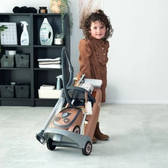 Smoby Chariot de Ménage Rowenta avec Aspirateur Électronique - Jouet d'Imitation avec 9 Accessoires - 3 ans et plus