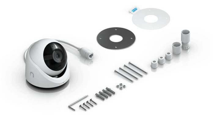 Ubiquiti Caméra de surveillance extérieure 8MP 4K Turret PoE, avec connectique RJ-45 et certification IP66/IK04, capteur d'image 1/1.8"