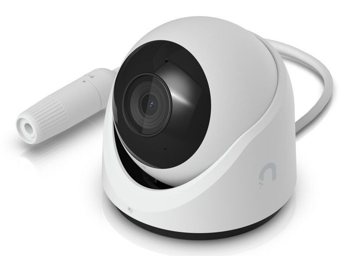 Ubiquiti Caméra de surveillance extérieure 8MP 4K Turret PoE, avec connectique RJ-45 et certification IP66/IK04, capteur d'image 1/1.8"
