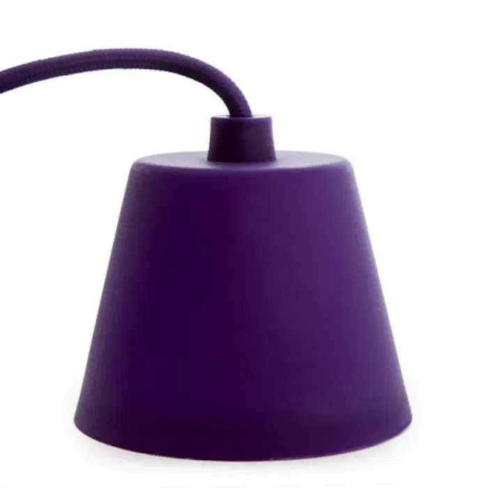 Douille de lampe E27 Violette avec cordon textile et rosace, PVC, installation facile Douille de lampe E27 Violette avec cordon textile et rosace, PVC, installation facile