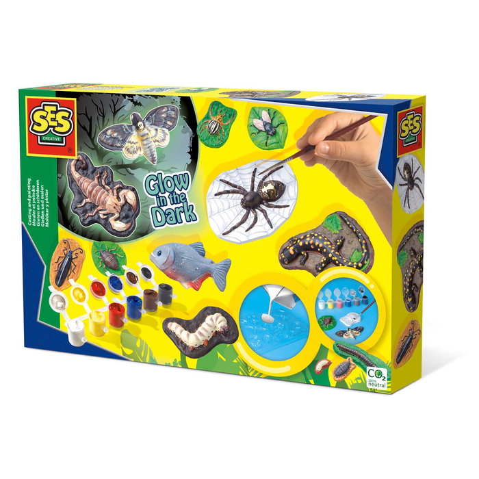 SES Creative Kit de moulage et peinture Animaux effrayants avec peinture Glow in the Dark SES Creative Kit de moulage et peinture Animaux effrayants avec peinture Glow in the Dark