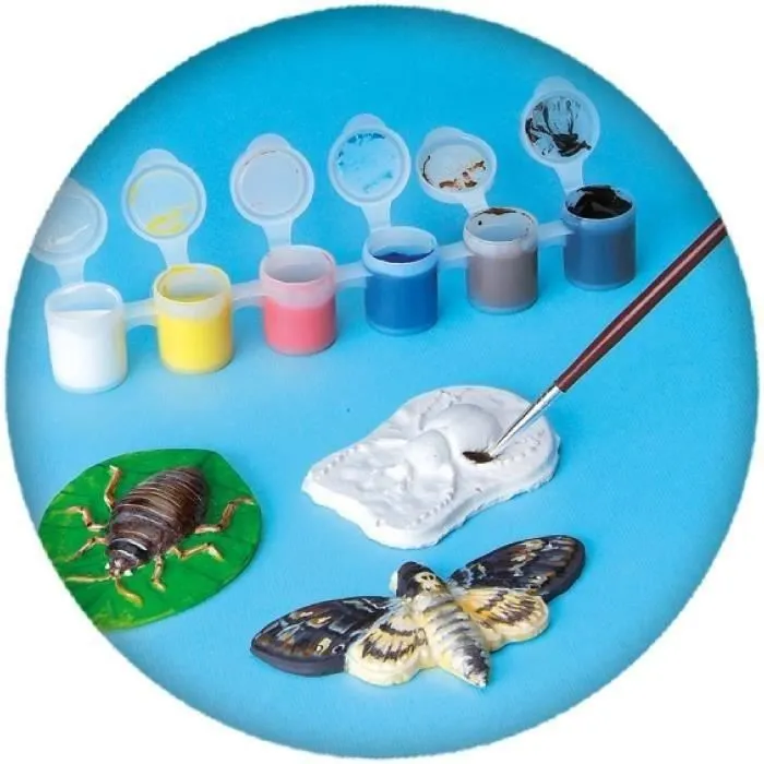 SES Creative - Kit Créatif Moulage et Peinture Animaux Effrayants, 5+ Ans, 5 Couleurs, Peinture Fluorescente et Paillettes, Activité Enfant