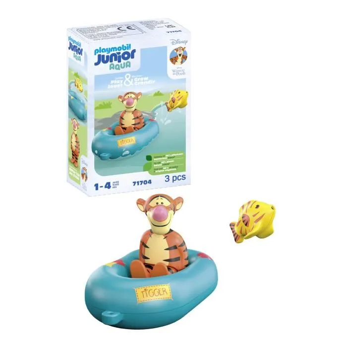 Playmobil 71704 Jouet de bain - Tigrou et son canot qui flotte, Collection Junior & Disney, pour enfant dès 12 mois