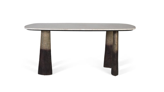 GINER Y COLOMER - Table de salle à manger avec plateau ovale en marbre 180 cm, pieds en aluminium design, style classique