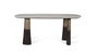 GINER Y COLOMER - Table de salle à manger avec plateau ovale en marbre 180 cm, pieds en aluminium design, style classique