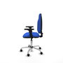 PIQUERAS Y CRESPO Chaise de bureau Algarra, Tissu bleu, Base chromée, Accoudoirs 2D
