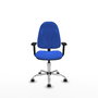 PIQUERAS Y CRESPO Chaise de bureau Algarra, Tissu bleu, Base chromée, Accoudoirs 2D
