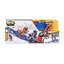 Zuru - Piste de course Metal Machine Dinosaurio avec piège élimination et voiture - Circuit de 4 voies avec attaque raptor - 70x11x30cm - Jouet pour enfants dès 4 ans
