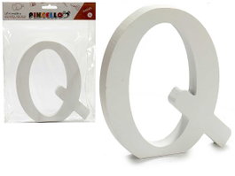 Lettre Q en Bois Blanc Dimensions : 21x17x1.8 cm - Pincello (Set de 12)