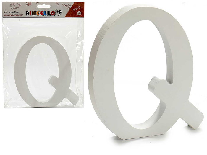 Lettre Q en Bois Blanc Dimensions : 21x17x1.8 cm - Pincello (Set de 12) Lettre Q en Bois Blanc Dimensions : 21x17x1.8 cm - Pincello (Set de 12)
