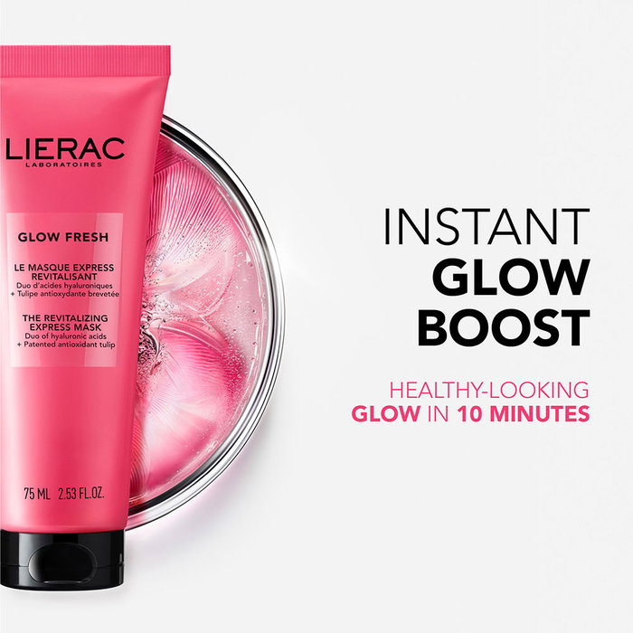 Lierac Glow Fresh Masque Express Revitalisant Lumière et Anti-Âge - Gel-Crème Raffraîchissant avec Acide Hyaluronique - 75 ml