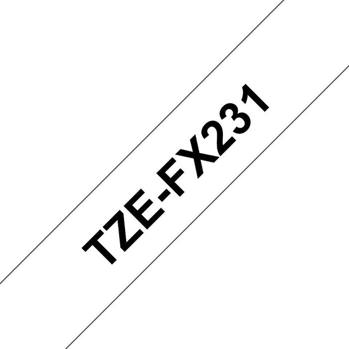 Brother TZe-FX231 Ruban Flexible 12mm x 8m Blanc/Noir