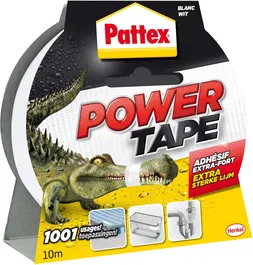 Pattex Power Tape - Adhésif de réparation super puissant multi-usages en PVC blanc - Rouleau de 10 mètres (50 mm x 10 m)