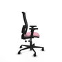 Chaise Bormate Asynchrone tissu Rose Maille Noir Base en nylon noir Accoudoir 2D Sans appui-tête Roulettes 65mm nylon