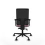 Chaise Bormate Asynchrone tissu Rose Maille Noir Base en nylon noir Accoudoir 2D Sans appui-tête Roulettes 65mm nylon