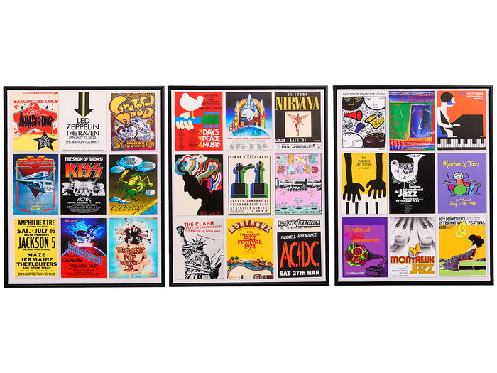 GIFTDECOR Tableau Musique Assorti de 3, 40x50cm avec Cadre Noir
