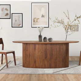 GINER Y COLOMER Table de Salle à Manger Ovale en Bois d'Acacia 200 x 110 cm - Couleur Cerisier