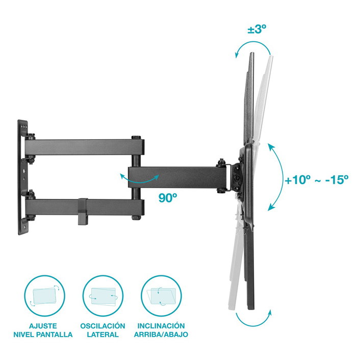 Holmios Support de TV avec bras 37-70 pouces