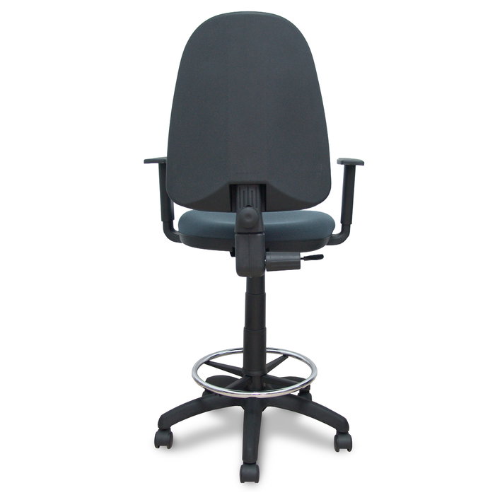 Tabouret Aýna taburete Contact permament de base Tissu Gris foncé Structure polyamide noire Accoudoir 1D Sans appui-tête Roulettes en nylon 50 mm