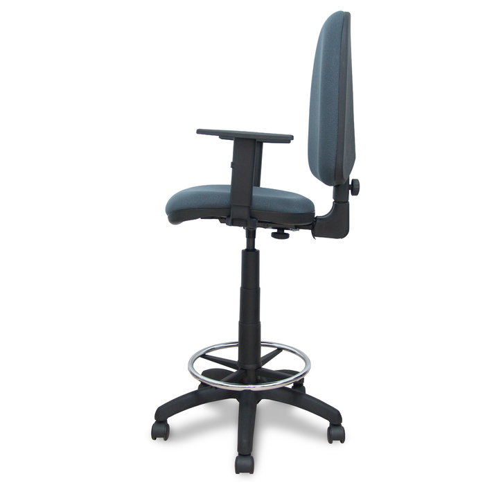 Tabouret Aýna taburete Contact permament de base Tissu Gris foncé Structure polyamide noire Accoudoir 1D Sans appui-tête Roulettes en nylon 50 mm