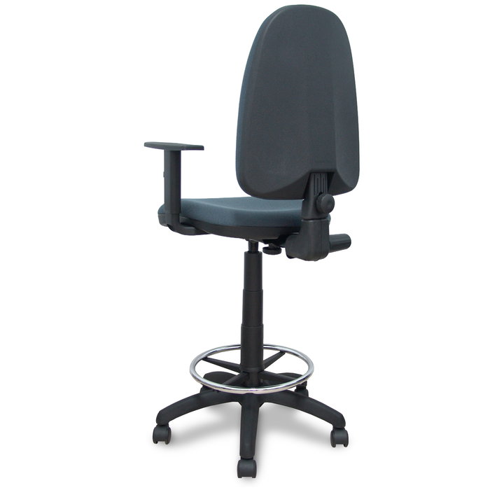 Tabouret Aýna taburete Contact permament de base Tissu Gris foncé Structure polyamide noire Accoudoir 1D Sans appui-tête Roulettes en nylon 50 mm