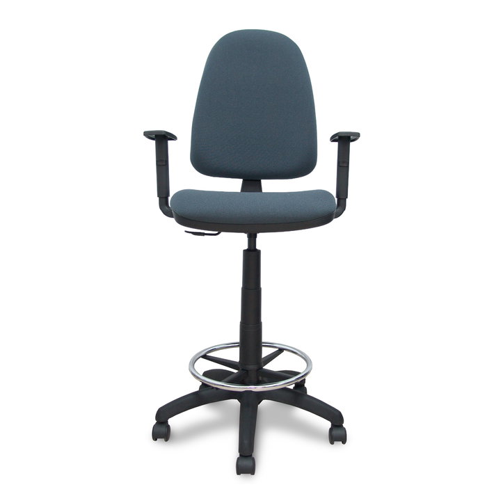 Tabouret Aýna taburete Contact permament de base Tissu Gris foncé Structure polyamide noire Accoudoir 1D Sans appui-tête Roulettes en nylon 50 mm