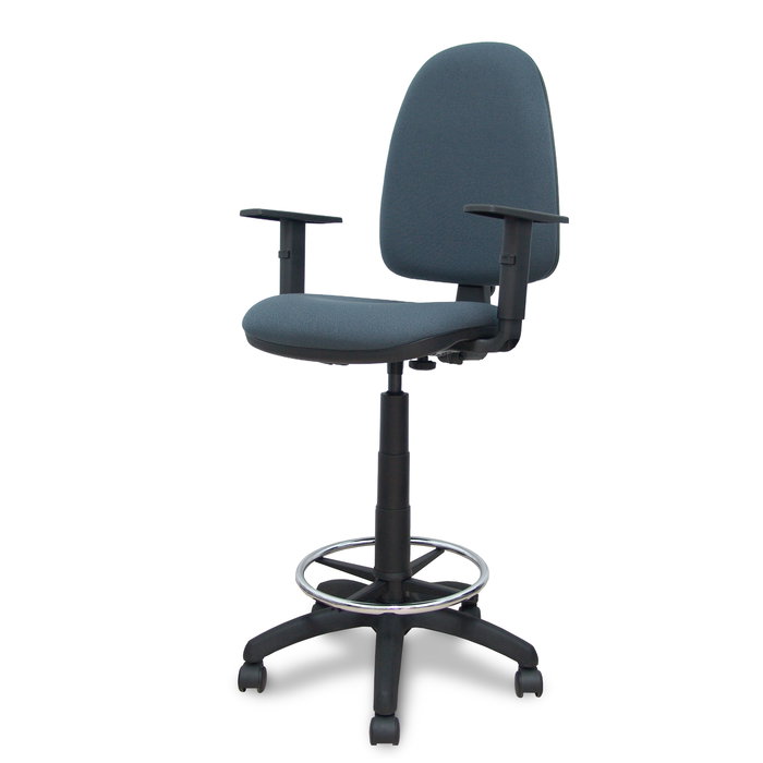 Tabouret Aýna taburete Contact permament de base Tissu Gris foncé Structure polyamide noire Accoudoir 1D Sans appui-tête Roulettes en nylon 50 mm