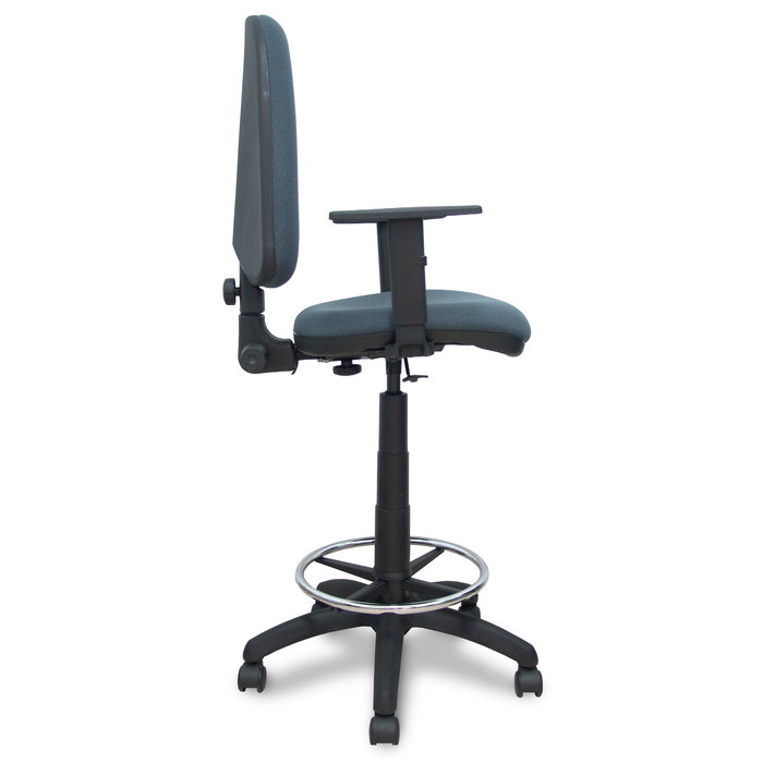 Tabouret Aýna taburete Contact permament de base Tissu Gris foncé Structure polyamide noire Accoudoir 1D Sans appui-tête Roulettes en nylon 50 mm