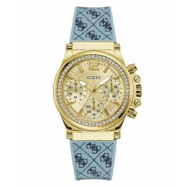 Guess GW0699L1 avec bracelet bleu et boîtier doré