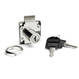 BORIS Boris - Serrure à encastrer pour tiroir à clé, modèle avec clés identiques, finitions nickel et noir, matériau acier-plastique, réf. 3523.152