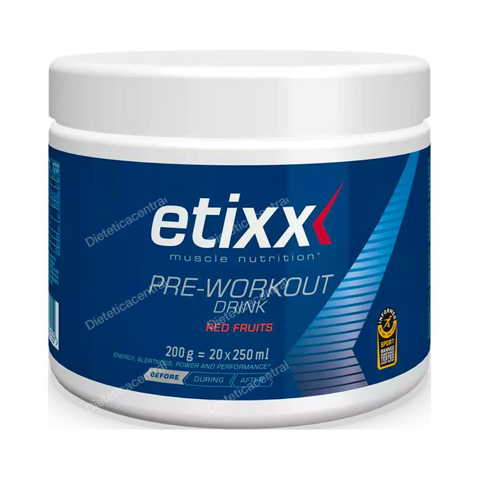 ETIXX Pre-Workout 200Gr - Complément alimentaire avec créatine, arginine, taurine, caféine, vitamines B6 et B12 ETIXX Pre-Workout 200Gr - Complément alimentaire avec créatine, arginine, taurine, caféine, vitamines B6 et B12
