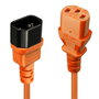 Lindy Rallonge Secteur C14 vers C13, 1 mètre, Câble de Puissance Orange H05-VVF pour Rack Serveur et Studio