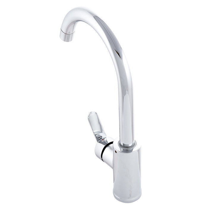 Robinet de salle de bain à levier unique en alliage de zinc chromé, bec haut