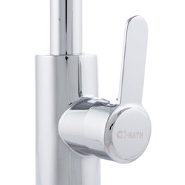 Robinet de salle de bain à levier unique en alliage de zinc chromé, bec haut