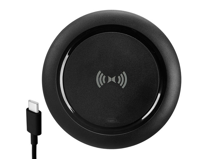 Argon Chargeur sans fil rond noir 10 cm x 1,5 cm x 10 cm avec câble USB-C (Set de 12)