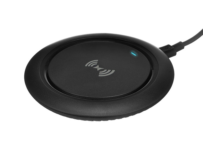 Argon Chargeur sans fil rond noir 10 cm x 1,5 cm x 10 cm avec câble USB-C (Set de 12)