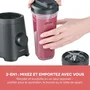 Severin SM3753 Mix & Go Blender Mixeur 320 W 2 gourdes 600 ml 2 vitesses 4 lames aiguisées Noir