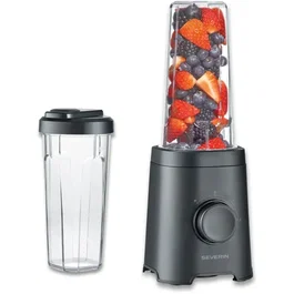 Severin SM3753 Mix & Go Blender Mixeur 320 W 2 gourdes 600 ml 2 vitesses 4 lames aiguisées Noir