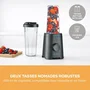 Severin SM3753 Mix & Go Blender Mixeur 320 W 2 gourdes 600 ml 2 vitesses 4 lames aiguisées Noir