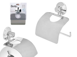 Berilo Porte-Rouleau Papier Toilette Acier avec Couvercle à Ventouse 13,5x17x3 cm Métal (Set de 12)