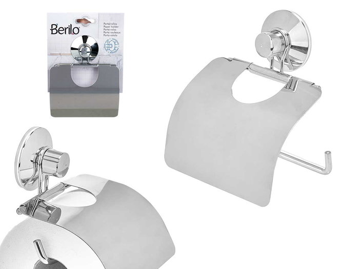 Berilo Porte-Rouleau Papier Toilette Acier avec Couvercle à Ventouse 13,5x17x3 cm Métal (Set de 12) Berilo Porte-Rouleau Papier Toilette Acier avec Couvercle à Ventouse 13,5x17x3 cm Métal (Set de 12)