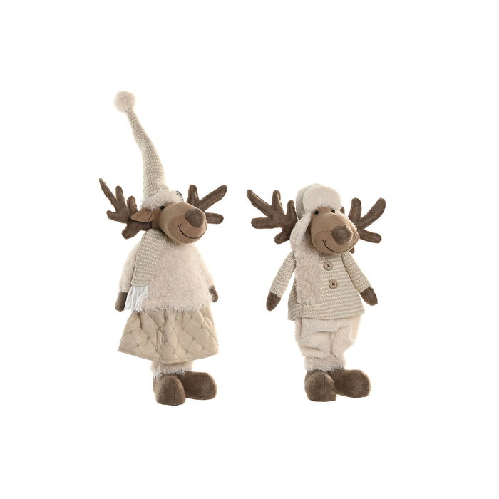 Décorations de Noël Home ESPRIT Blanc Beige 25 x 18 x 44 cm (2 Unités)