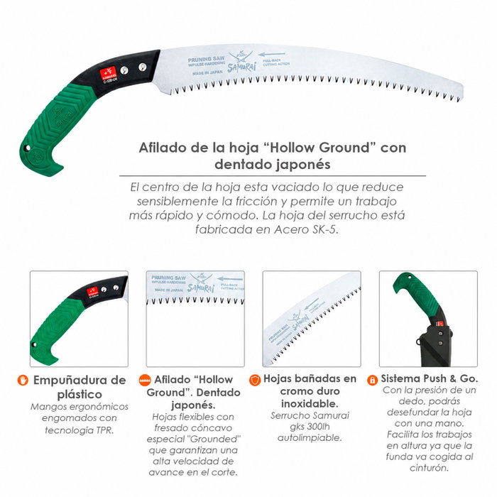 SAMURAI Scie courbe c-330-lh avec manche en plastique 330 mm SAMURAI Scie courbe c-330-lh avec manche en plastique 330 mm