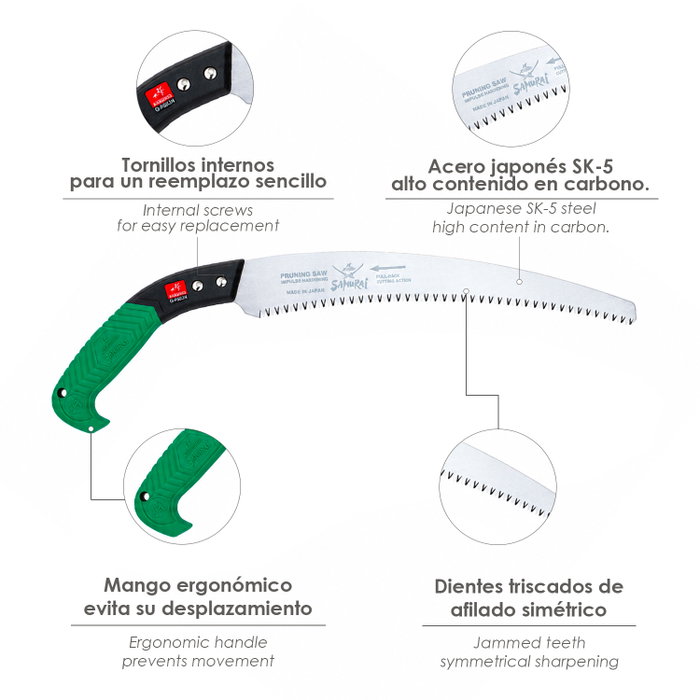 SAMURAI Scie courbe c-330-lh avec manche en plastique 330 mm SAMURAI Scie courbe c-330-lh avec manche en plastique 330 mm