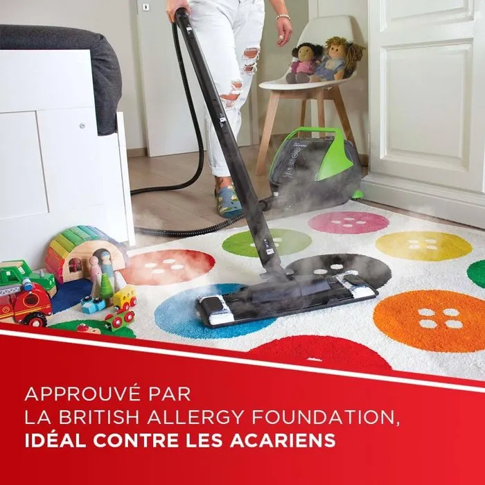 Polti Vaporetto Pro 95 Turbo Flexi Nettoyeur Vapeur Multi-surfaces - 1100 W, 1.3 L, Noir/Vert, Hygiène sans Produits Chimiques, Remplissage Continu