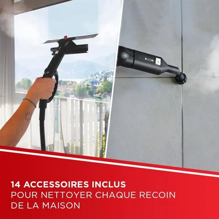 Polti Vaporetto Pro 95 Turbo Flexi Nettoyeur Vapeur Multi-surfaces - 1100 W, 1.3 L, Noir/Vert, Hygiène sans Produits Chimiques, Remplissage Continu