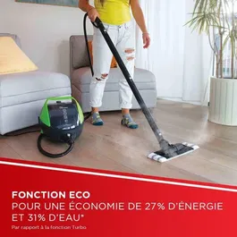 Polti Vaporetto Pro 95 Turbo Flexi Nettoyeur Vapeur Multi-surfaces - 1100 W, 1.3 L, Noir/Vert, Hygiène sans Produits Chimiques, Remplissage Continu