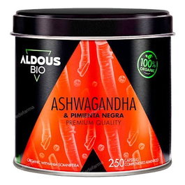 ALDOUS BIO Ashwagandha avec poivre noir Eco Bio 250 capsules